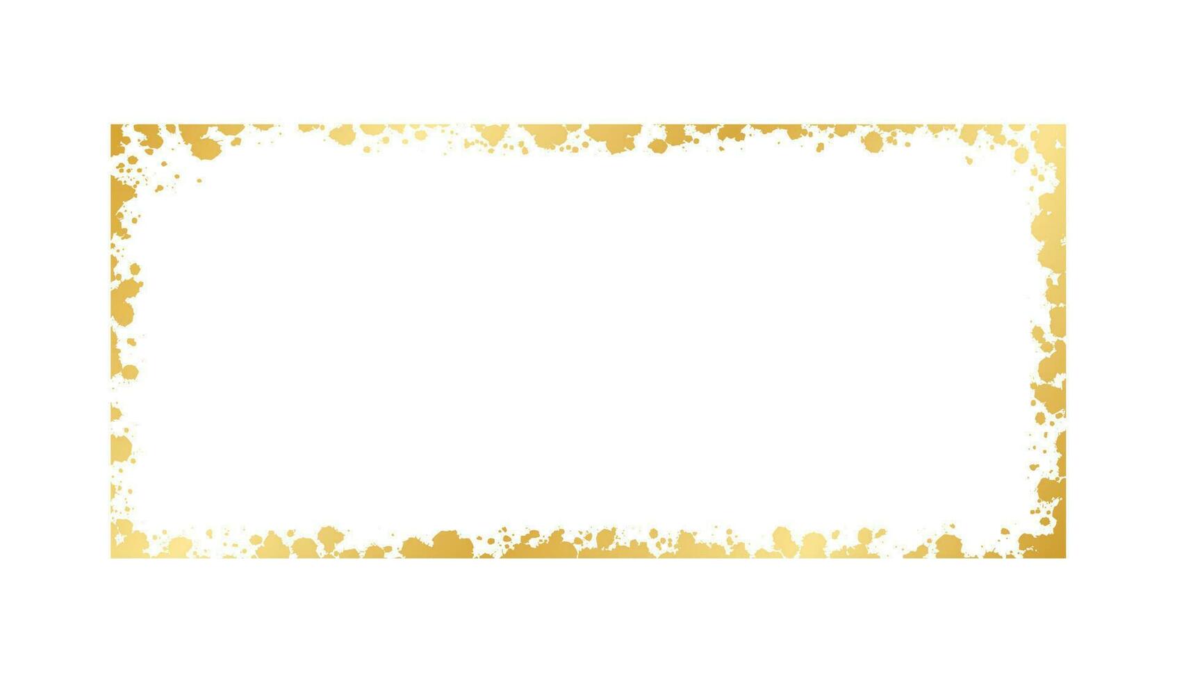 abstrakt rektangel guld bläck stänka ner ram. gyllene folie spray baner gräns mall. vektor