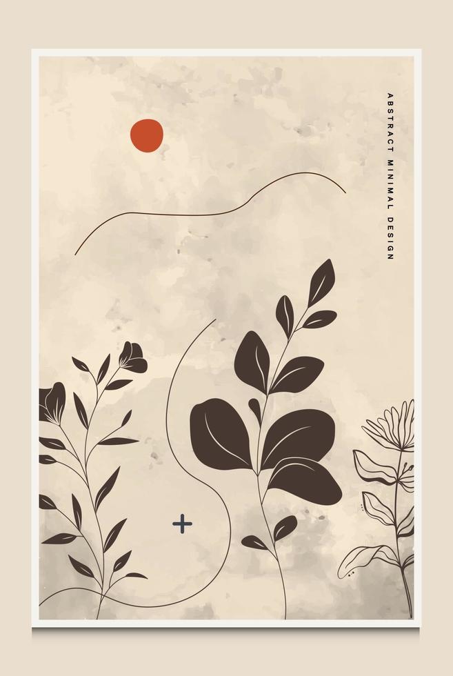 moderner minimaler botanischer abstrakter Hintergrund geeignet zum Drucken als Gemälde Innendekoration soziale Beiträge Flyer Buchumschläge vektor