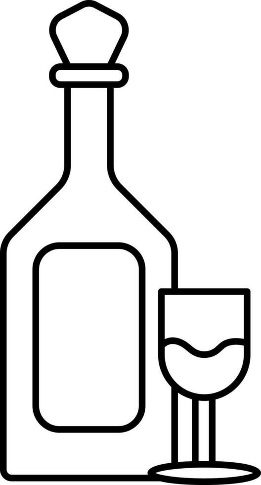 Wein Flasche mit Glas Symbol im schwarz Linie Kunst. vektor