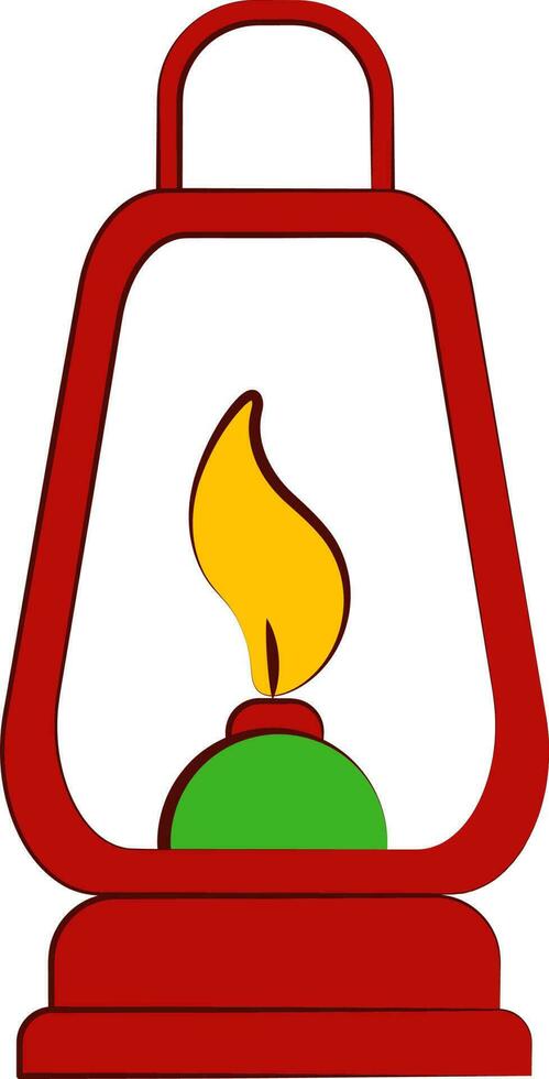 isolerat antik brinnande olja lampa ikon i platt stil. vektor