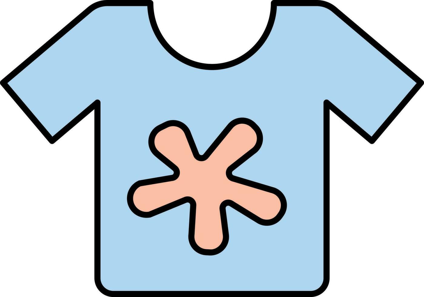 schmutzig T-Shirt Symbol im Blau und Pfirsich Farbe. vektor