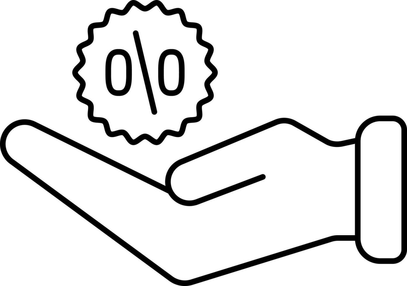 Rabatt Angebot Aufkleber halten Hand zum Verkauf oder Einkaufen Gliederung Symbol. vektor