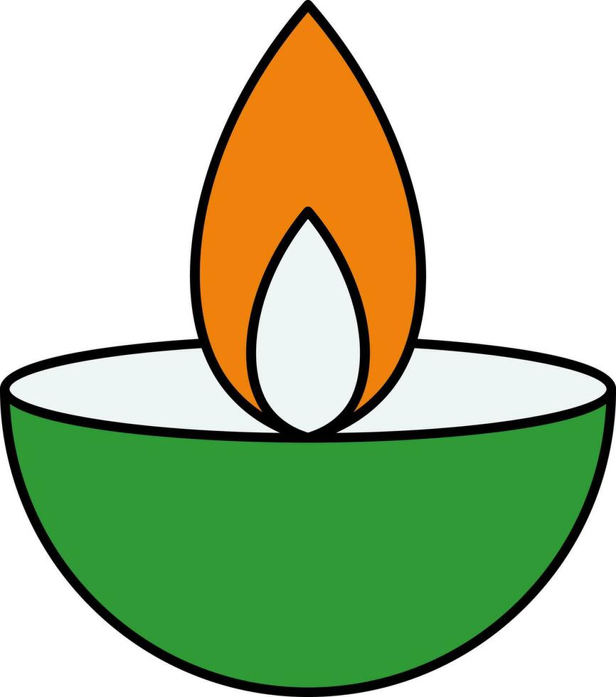 dreifarbig Öl Lampe Diya Symbol im eben Stil. vektor