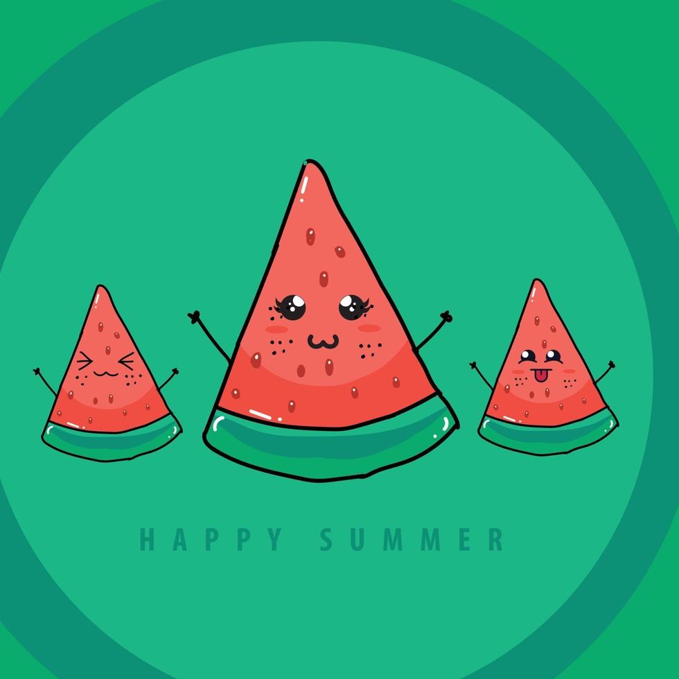 vattenmelon glad sommarillustration vektor
