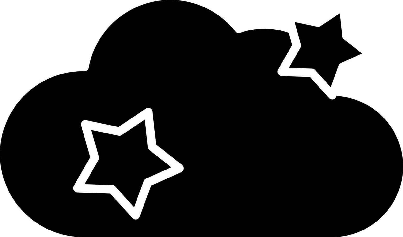 Wolke mit Star Symbol im schwarz und Weiß Farbe. vektor