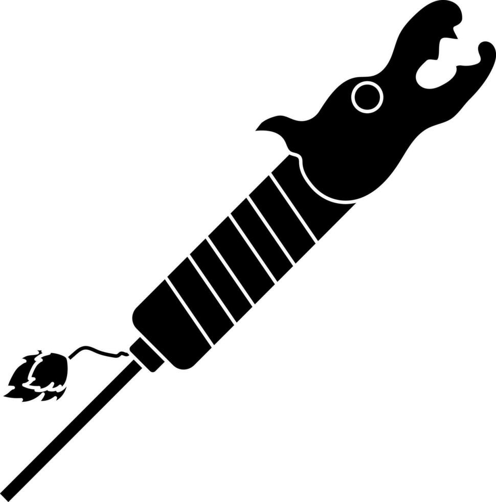 Glyphe Stil Drachen Rakete Feuerwerk Symbol. vektor