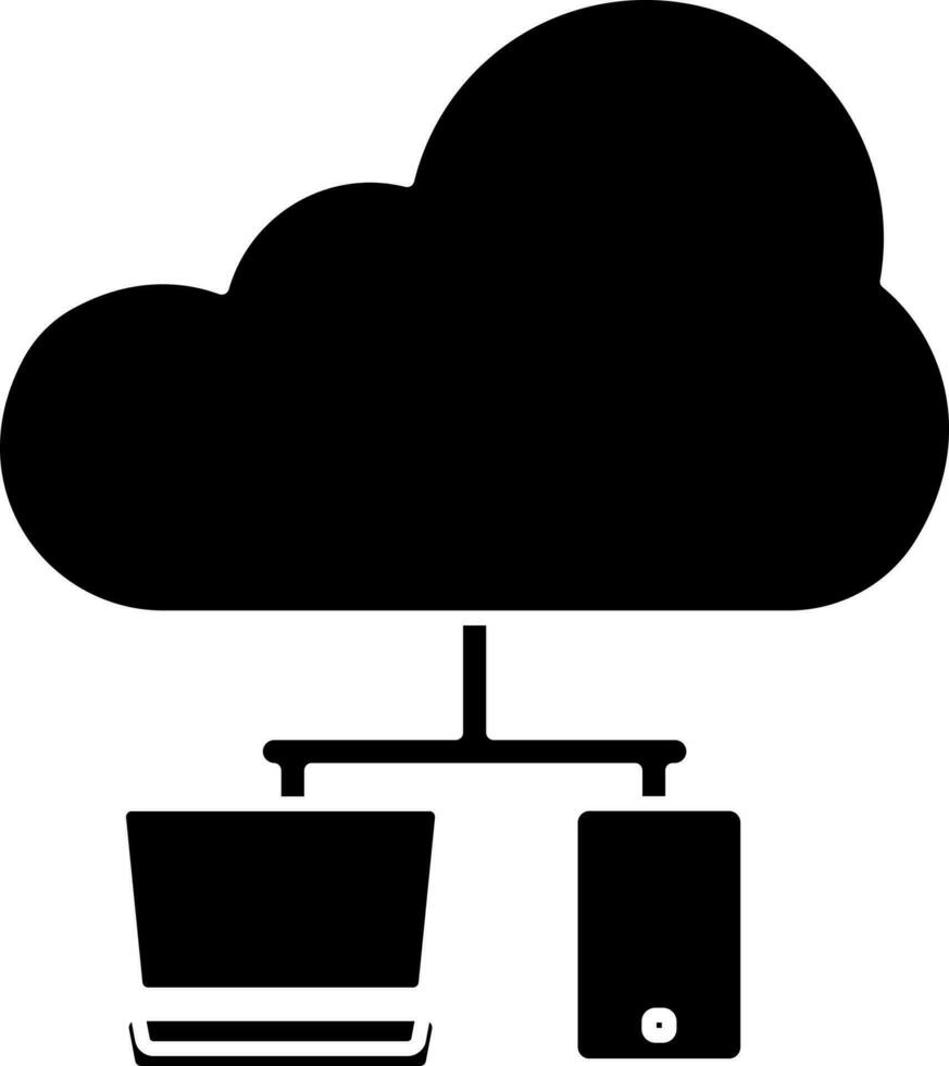 Wolke in Verbindung gebracht Clever Gerät Symbol im schwarz und Weiß Farbe. vektor