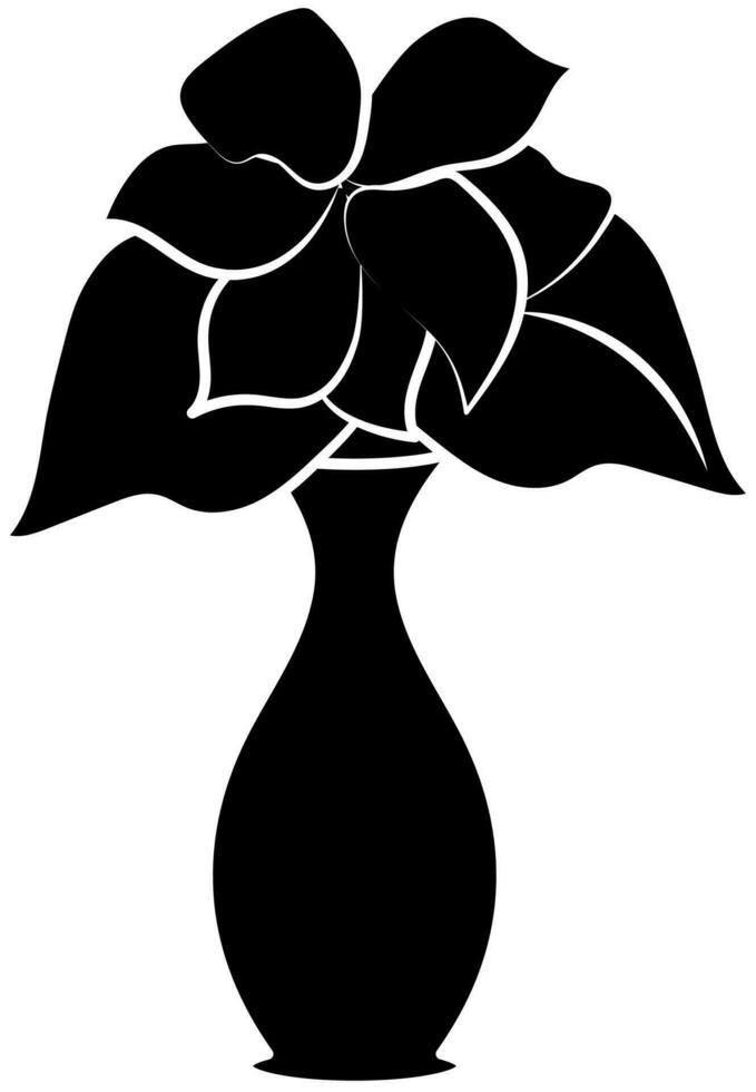 schwarz und Weiß Farbe Blume Topf oder Vase Symbol. vektor