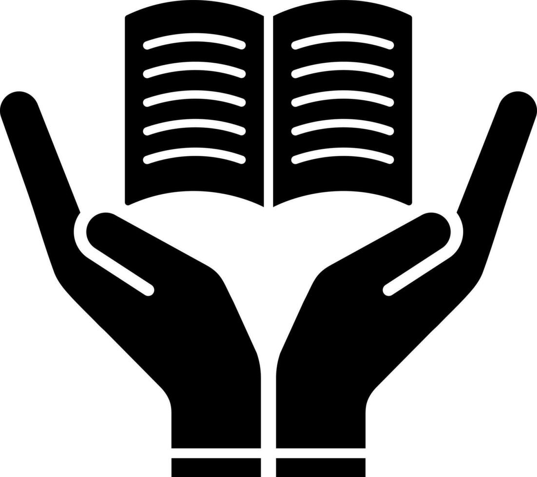 Hand halten öffnen Buch Glyphe Symbol. vektor