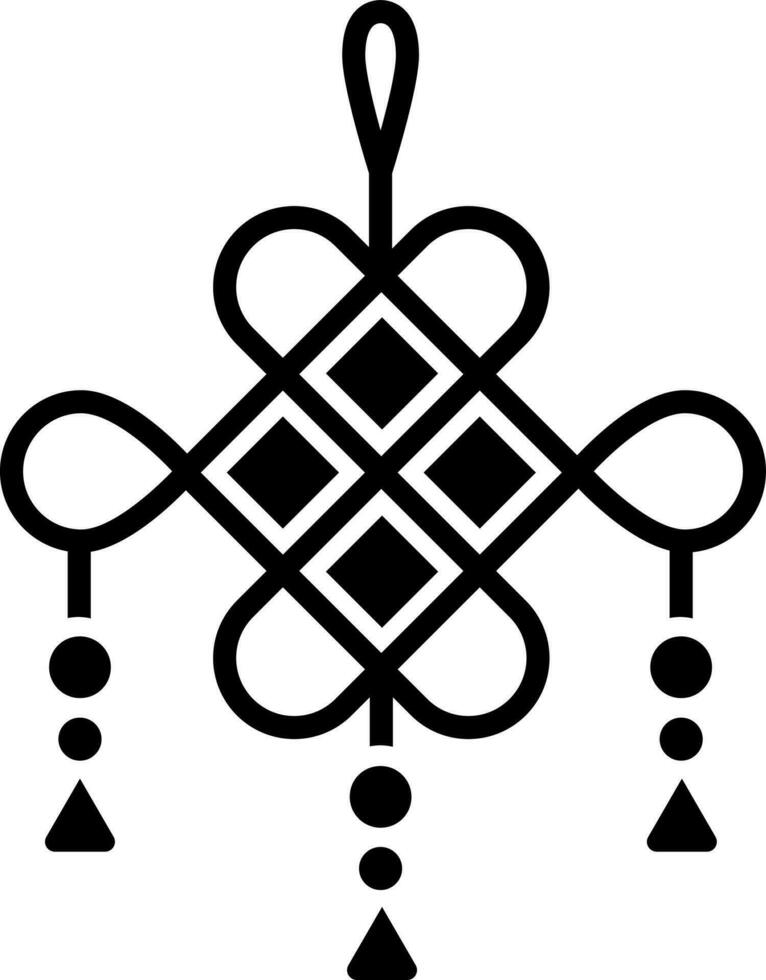 Chinesisch Knoten Dekoration Symbol im schwarz und Weiß Farbe. vektor