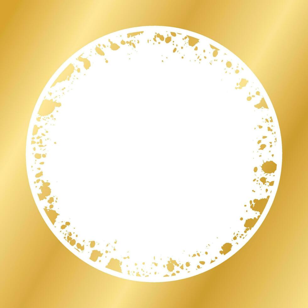 abstrakt runda guld bläck stänka ner ram. gyllene folie spray gräns mall. vektor