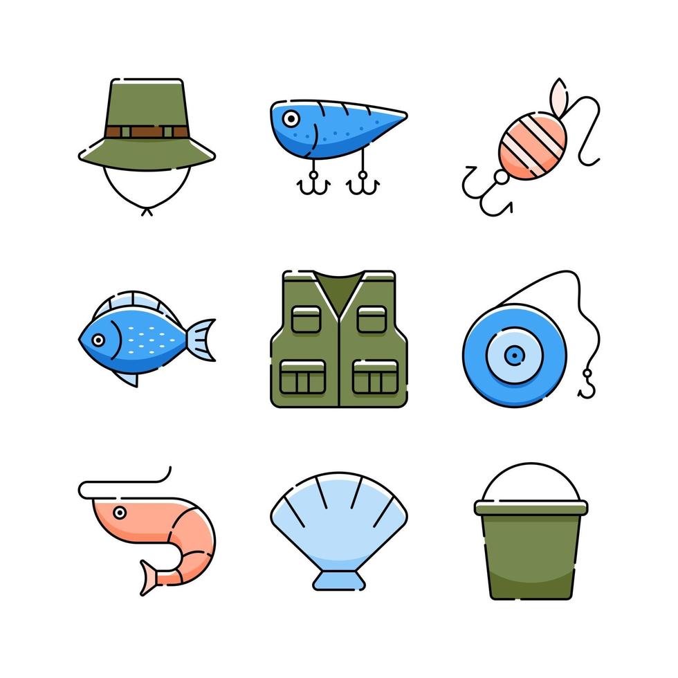 Fischerei Symbol Set Design vektor