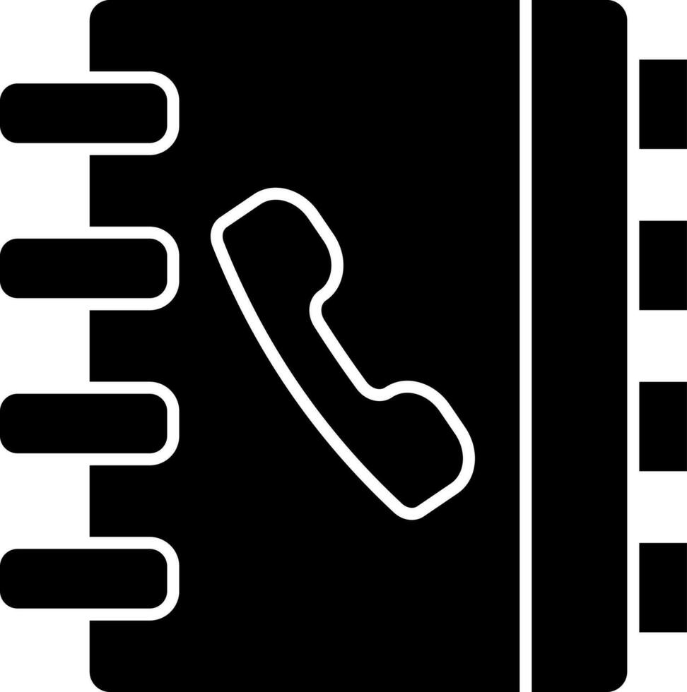 svart och vit telefon bok glyf tecken eller symbol. vektor