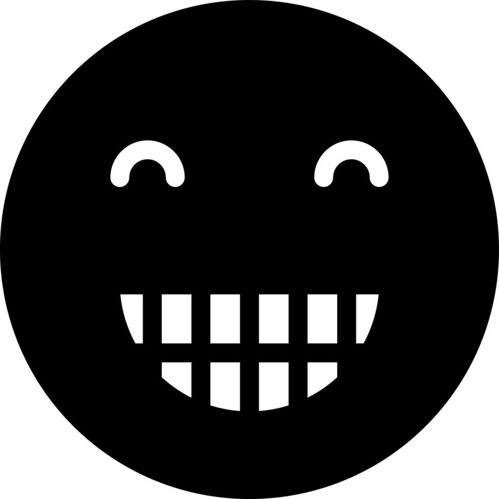 schwarz und Weiß Illustration von Smiley Gesicht mit Zähne Emoji Symbol. vektor