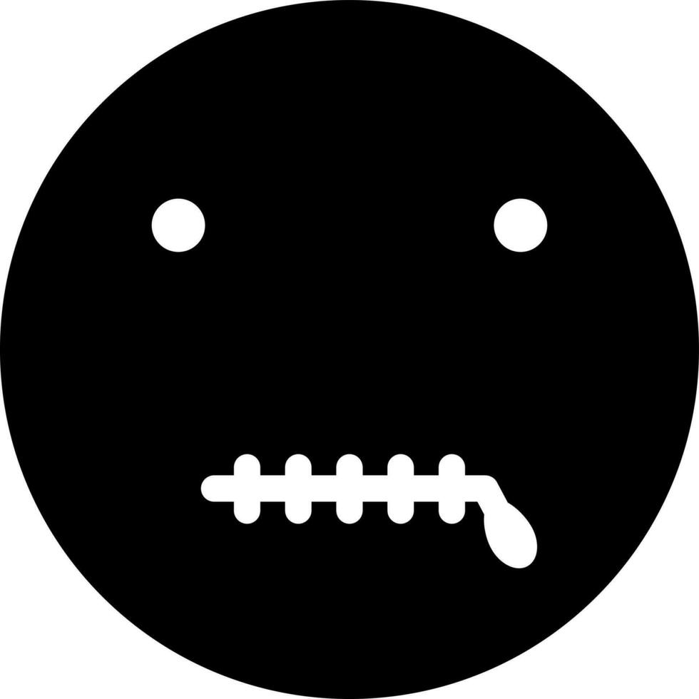 Reißverschluss Mund Emoji Gesicht Glyphe Symbol im eben Stil. vektor