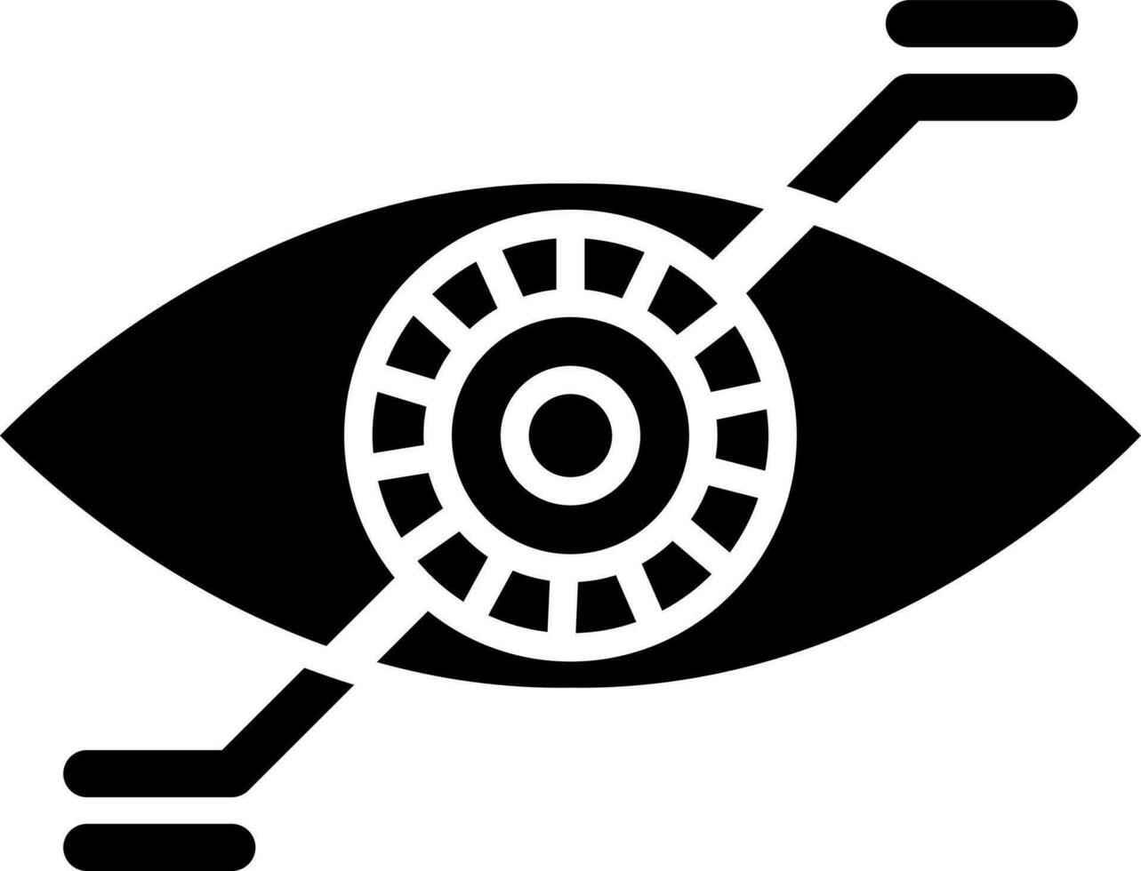 schwarz und Weiß Illustration von bionisch Auge Symbol. vektor