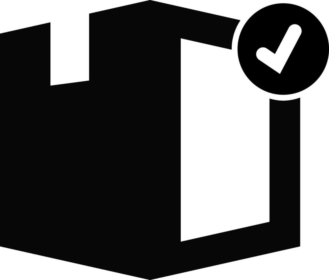 genehmigt Paket Box Symbol im schwarz und Weiß Farbe. vektor