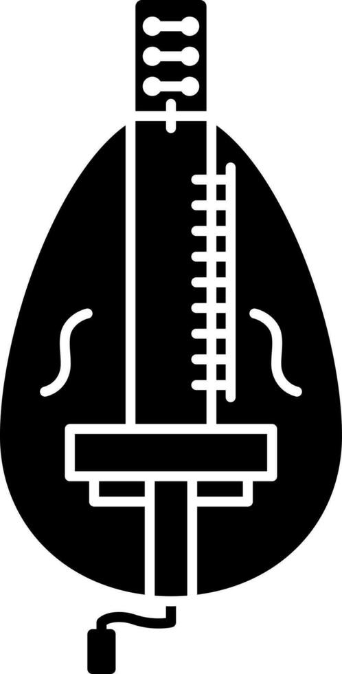 schwarz und Weiß Illustration von Laute oder eilig Gurdy eben Symbol. vektor