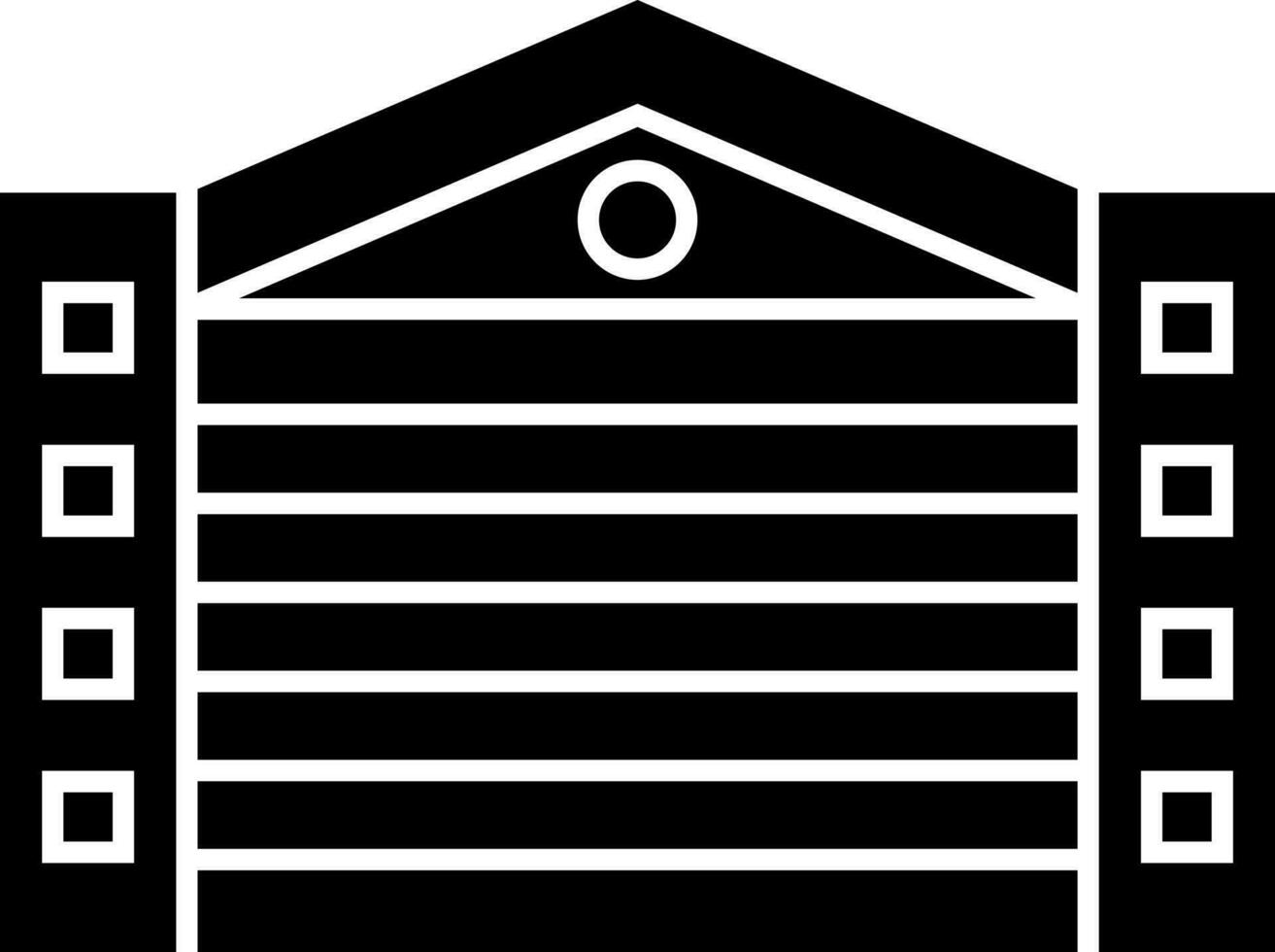 ikon av garage i svart och vit Färg. vektor