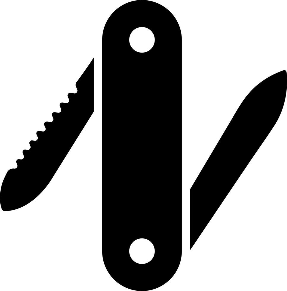 schwarz und Weiß Illustration von Tasche Messer Symbol. vektor