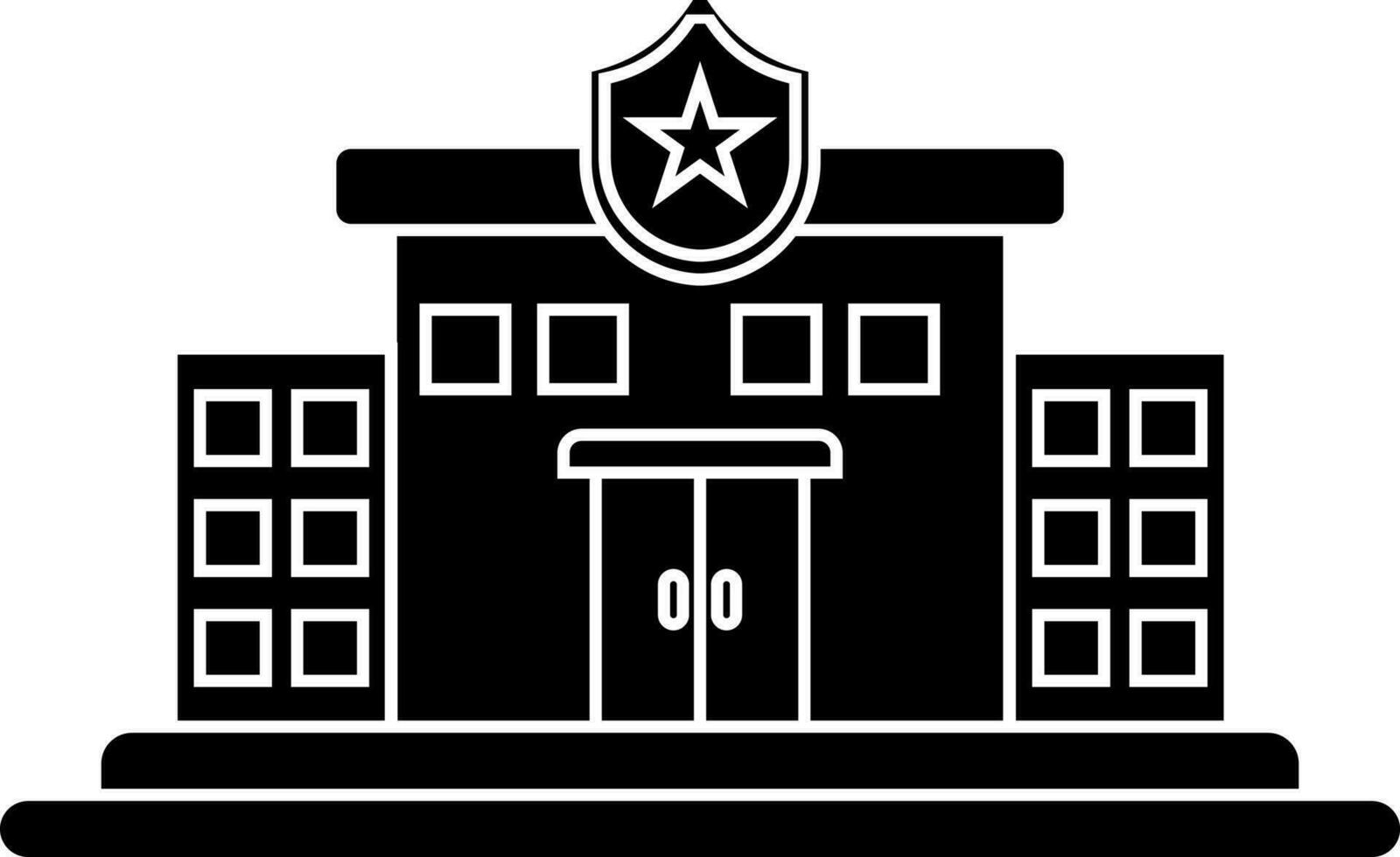 svart och vit polis station ikon i platt stil. vektor