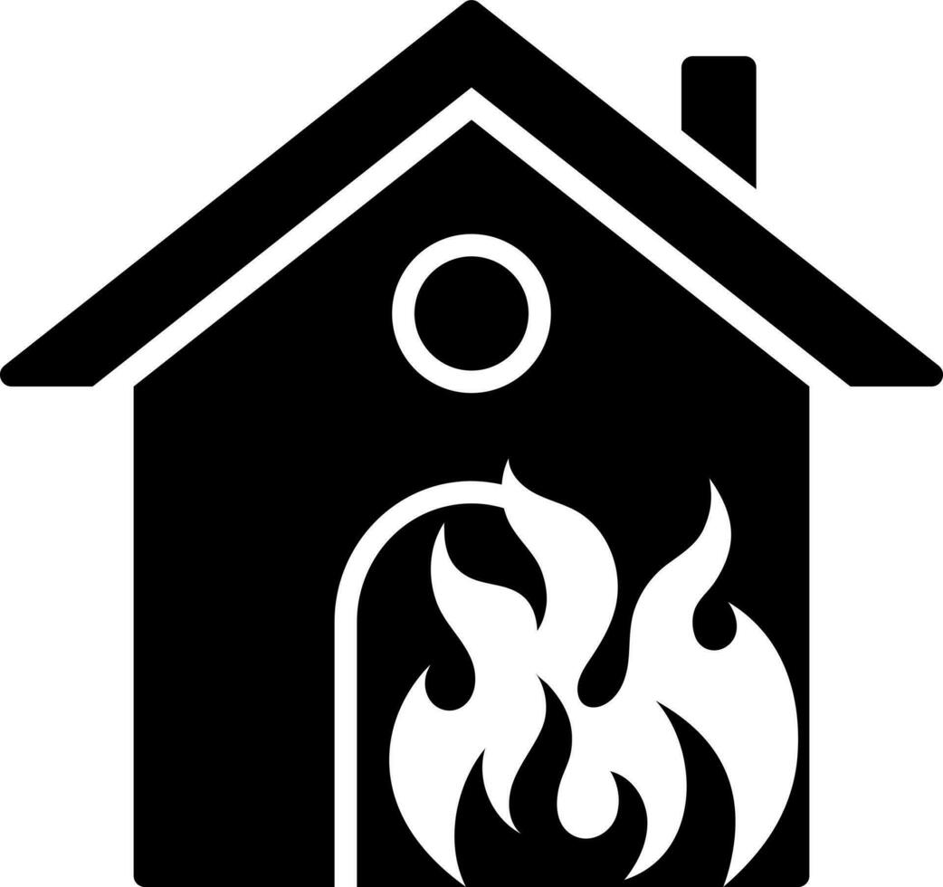 Haus auf Feuer Symbol im eben Stil. vektor