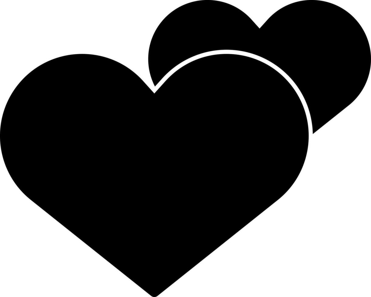 svart och vit illustration av hjärta form glyf ikon. vektor