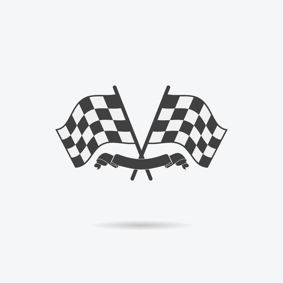 Flaggensymbol karierte oder rennende Flaggen und Zielband Sport Auto Geschwindigkeit und Erfolg Wettbewerb und Gewinner Rennen Rallye Vektor-Illustration vektor