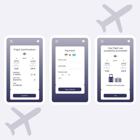 UI Flugbuchung vektor