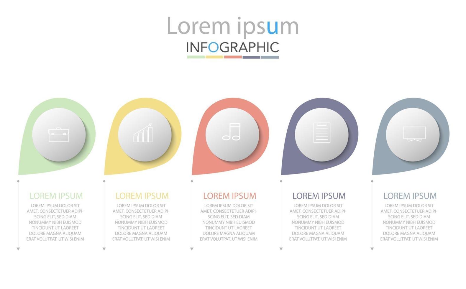 infografisk mall i 5 steg mall för diagramdiagrampresentation och diagram vektor