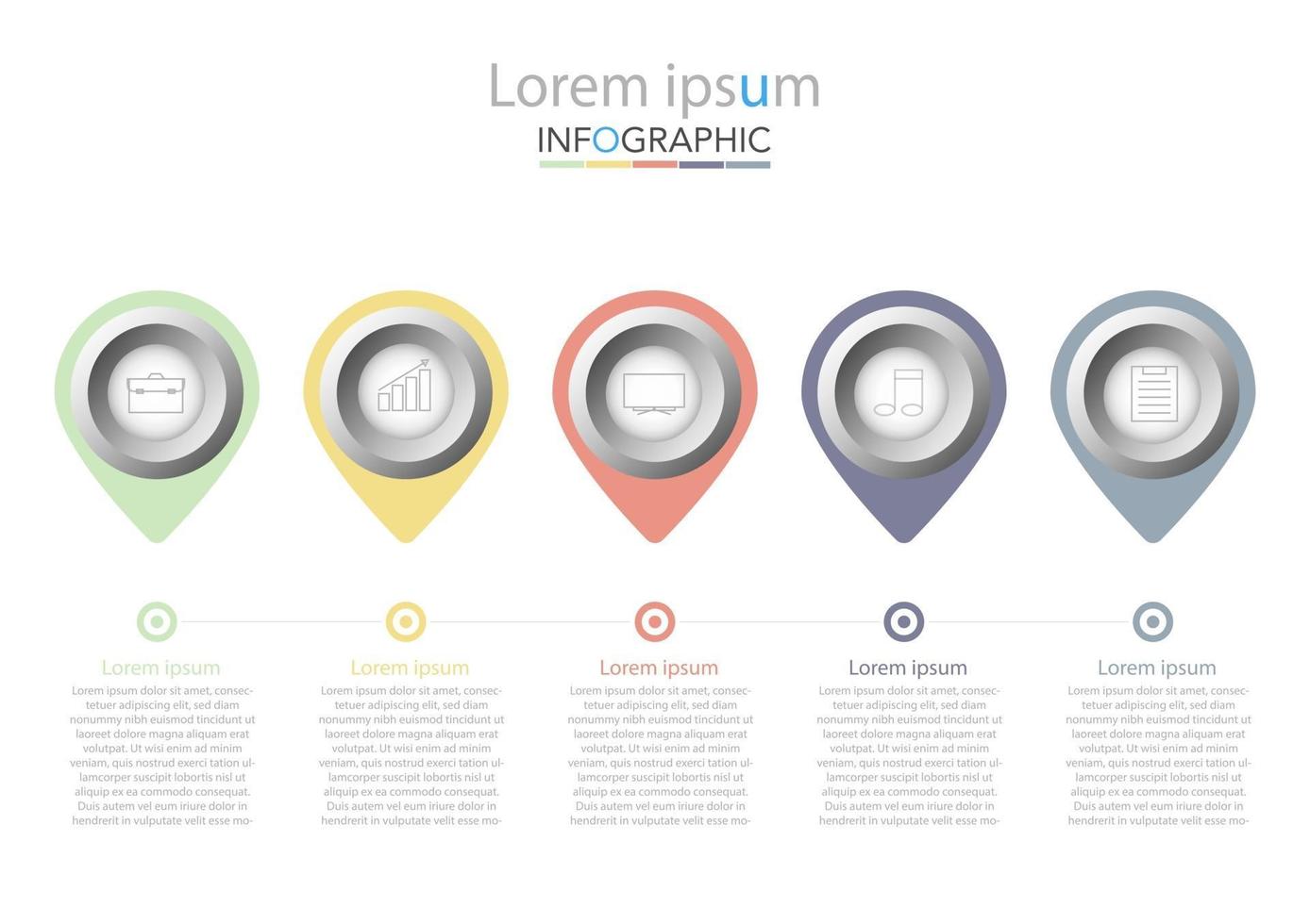 Infografik-Vorlage in 5 Schritten Vorlage für Diagramm-Grafik-Präsentation und Diagramm vektor