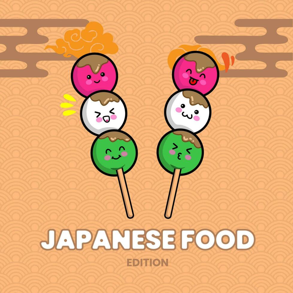 takoyaki japansk mat maskot klistermärke illustration vektor