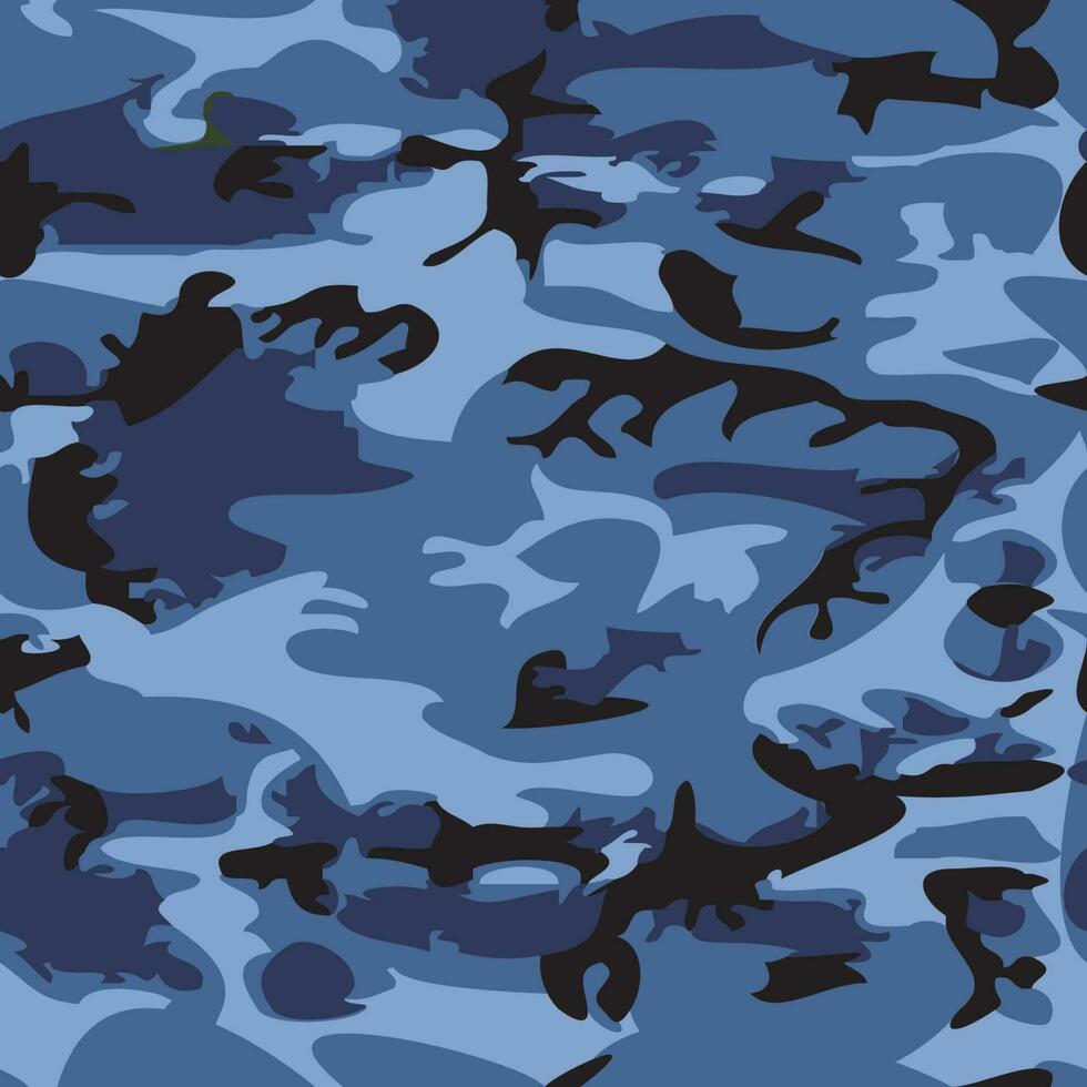 tarnen Muster Hintergrund nahtlos Vektor Illustration. klassisch Kleidung Stil Maskierung camo wiederholen drucken. Blau Farben Marinesoldaten Textur