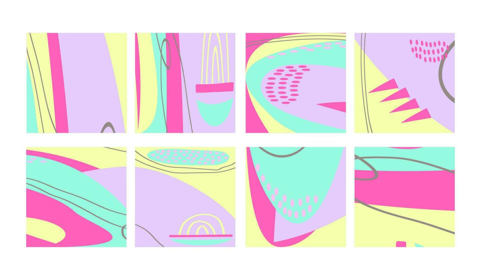 hand dragen former, klotter objekt och rader prickar collage. pastell färger. modern trendig abstrakt bakgrund. grafisk design baner, fest, hälsning kort, inbjudan. vektor illustration