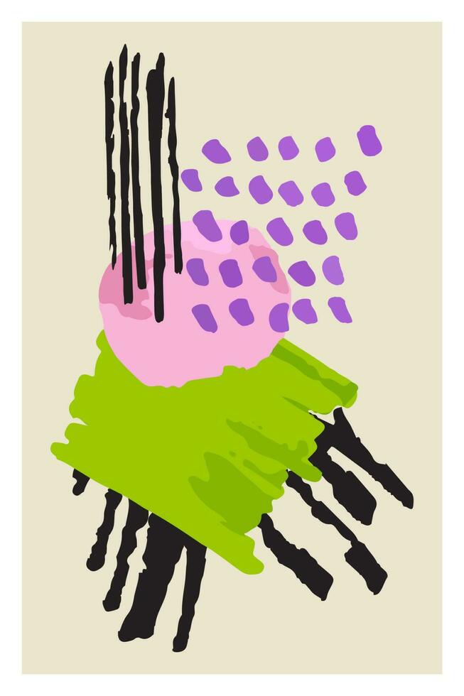 kreativ minimalistisch Hand gemalt abstrakt künstlerisch Hintergrund. Gemälde Tinte Bürste Textur Form, Gekritzel Objekt, beflecken Kunstwerk zum Mauer Dekoration, Poster, Banner, Postkarte Design. Vektor Illustration
