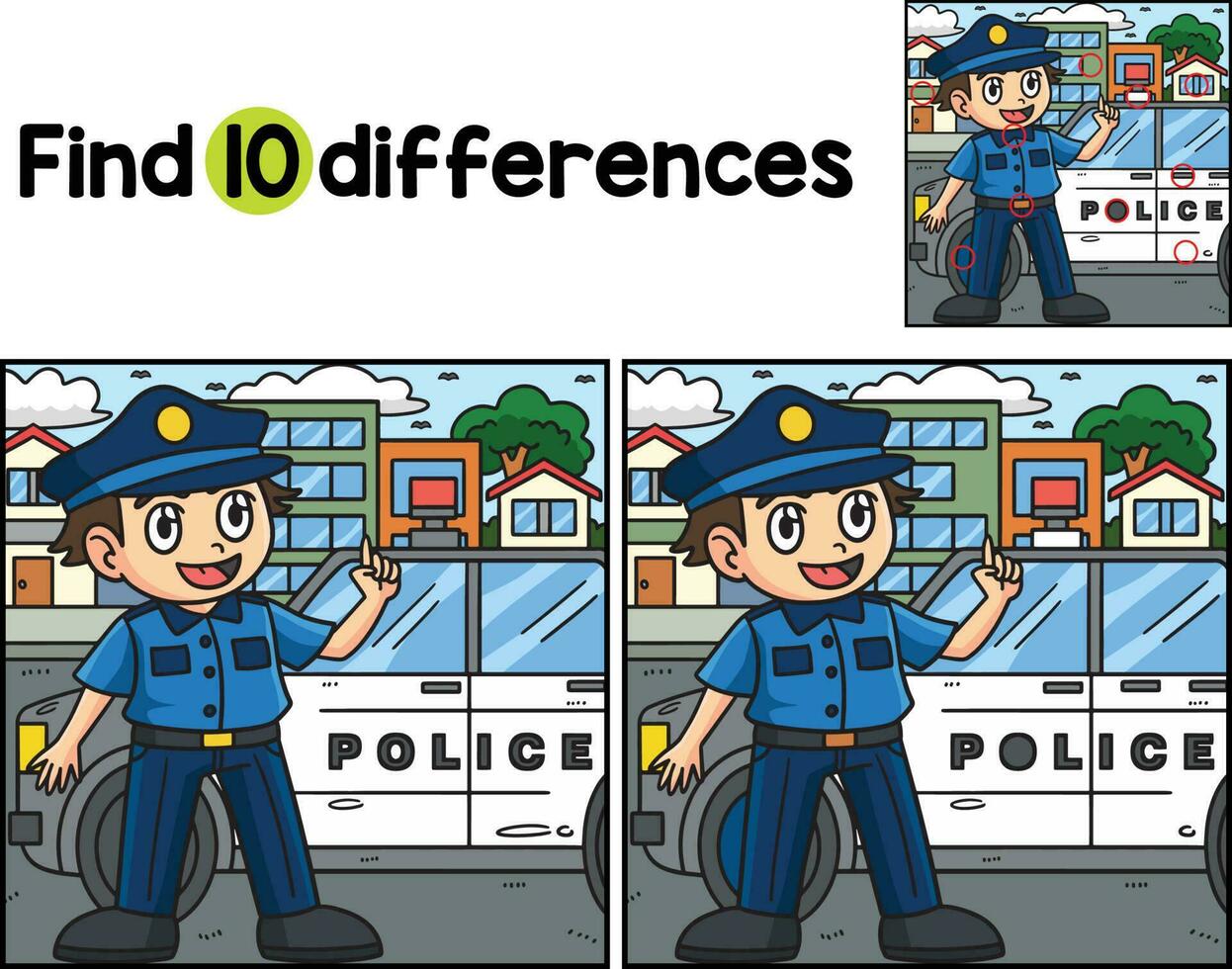 Polizei Offizier finden das Unterschiede vektor
