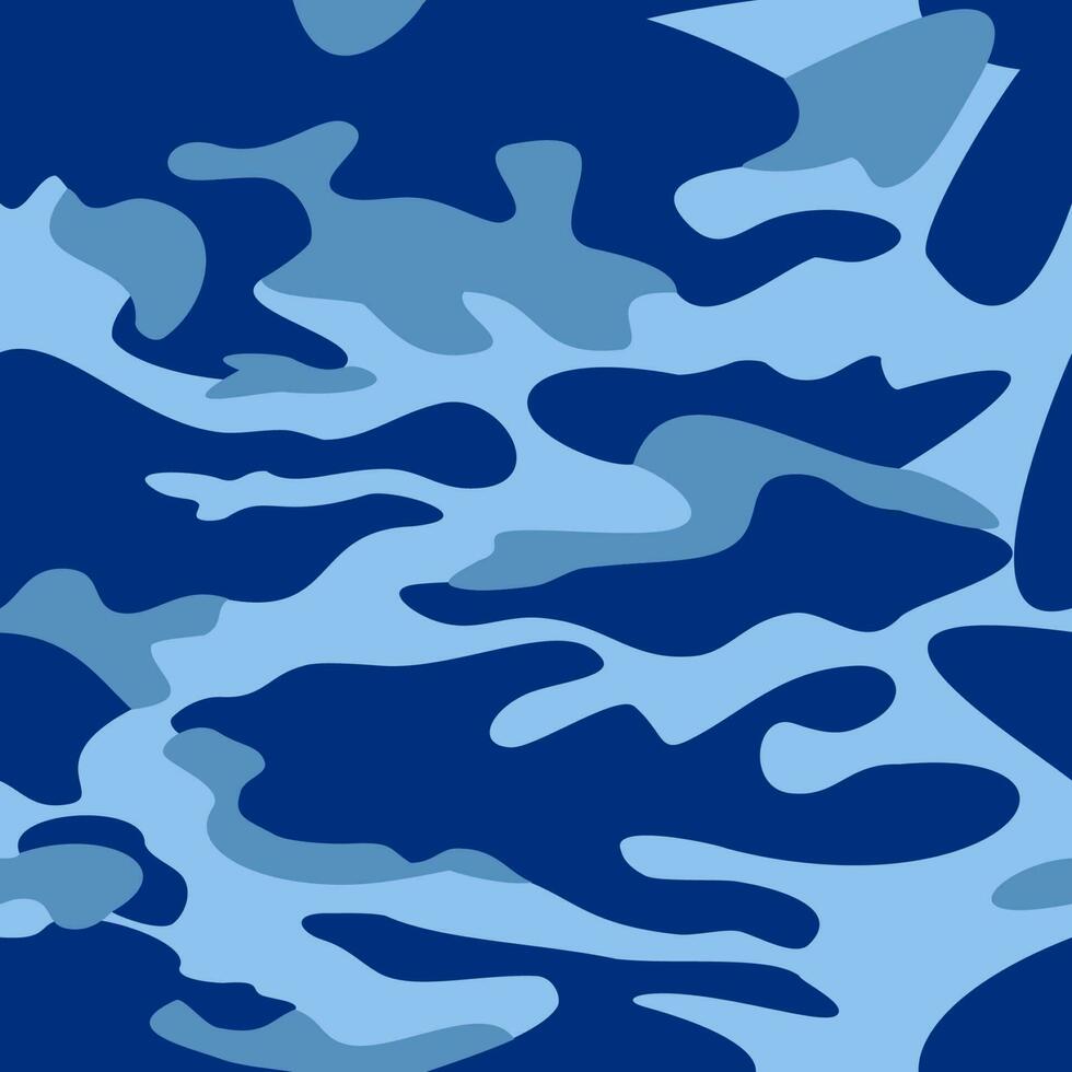 tarnen Muster Hintergrund nahtlos Vektor Illustration. klassisch Kleidung Stil Maskierung camo wiederholen drucken. Blau Farben Marinesoldaten Textur