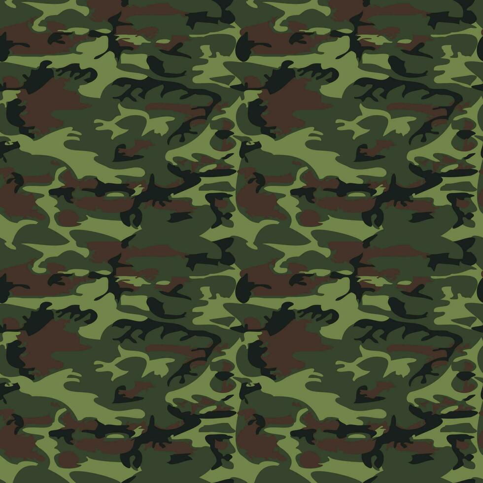 tarnen Muster Hintergrund nahtlos Vektor Illustration. klassisch Kleidung Stil Maskierung camo wiederholen drucken. Grün braun schwarz Olive Farben Wald Textur