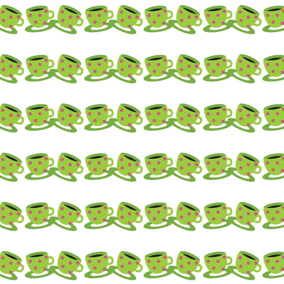 grüne Tassen nahtloses Muster schön vektor