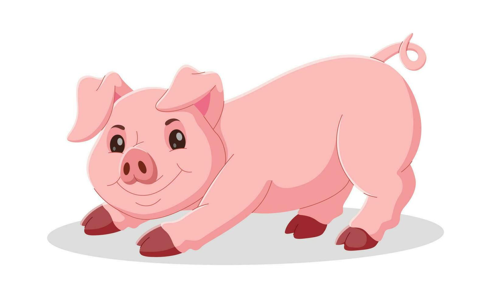 glücklich Schwein Karikatur Lügen runter. süß Schwein Karikatur isoliert auf Weiß Hintergrund. Vektor Illustration