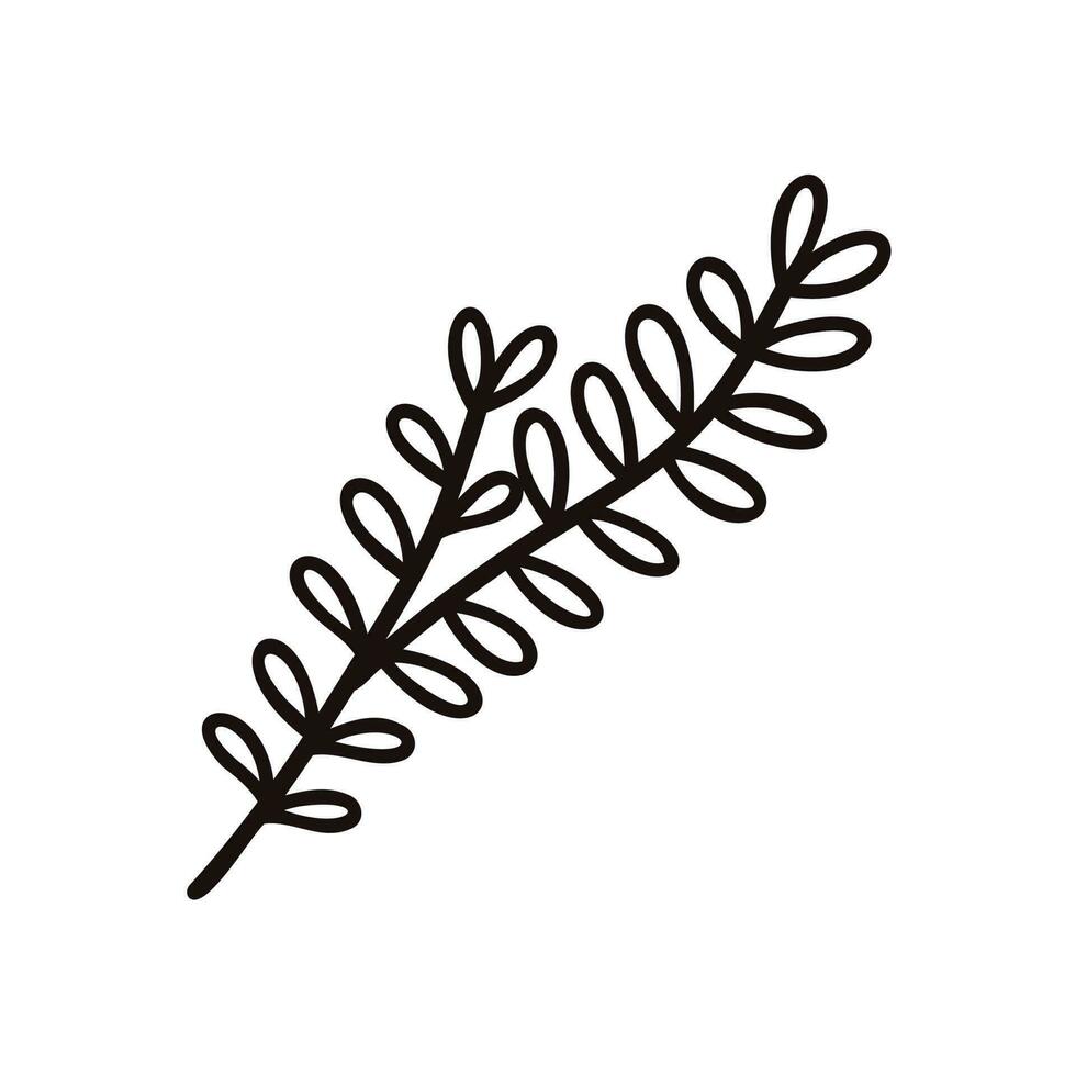 Hand gezeichnet Blätter und Zweige von das oben Aussicht im Gekritzel Stil vektor