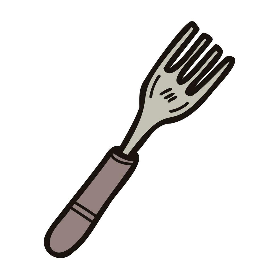 hand dragen gaffel i klotter stil vektor