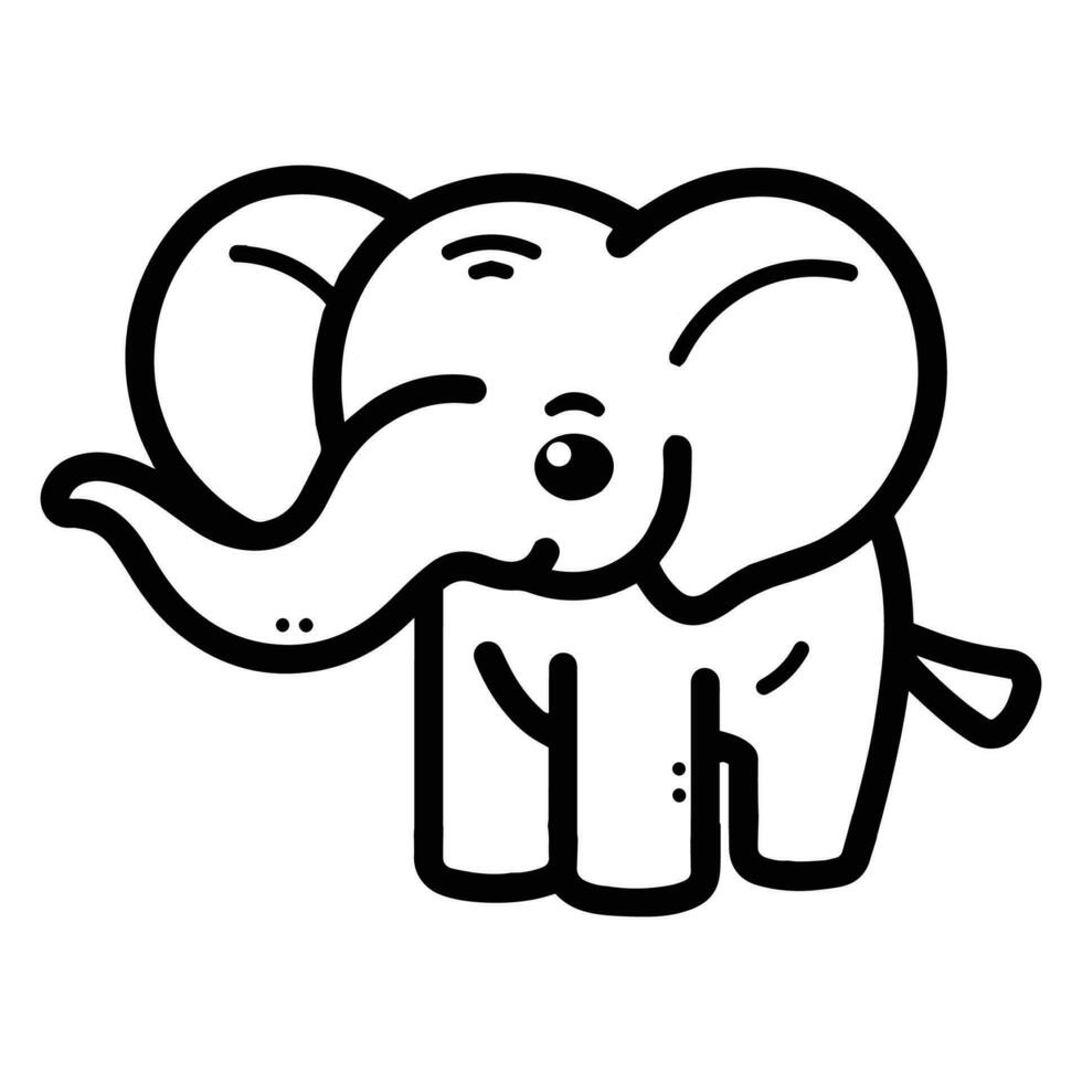 hand dragen söt elefant i klotter stil vektor