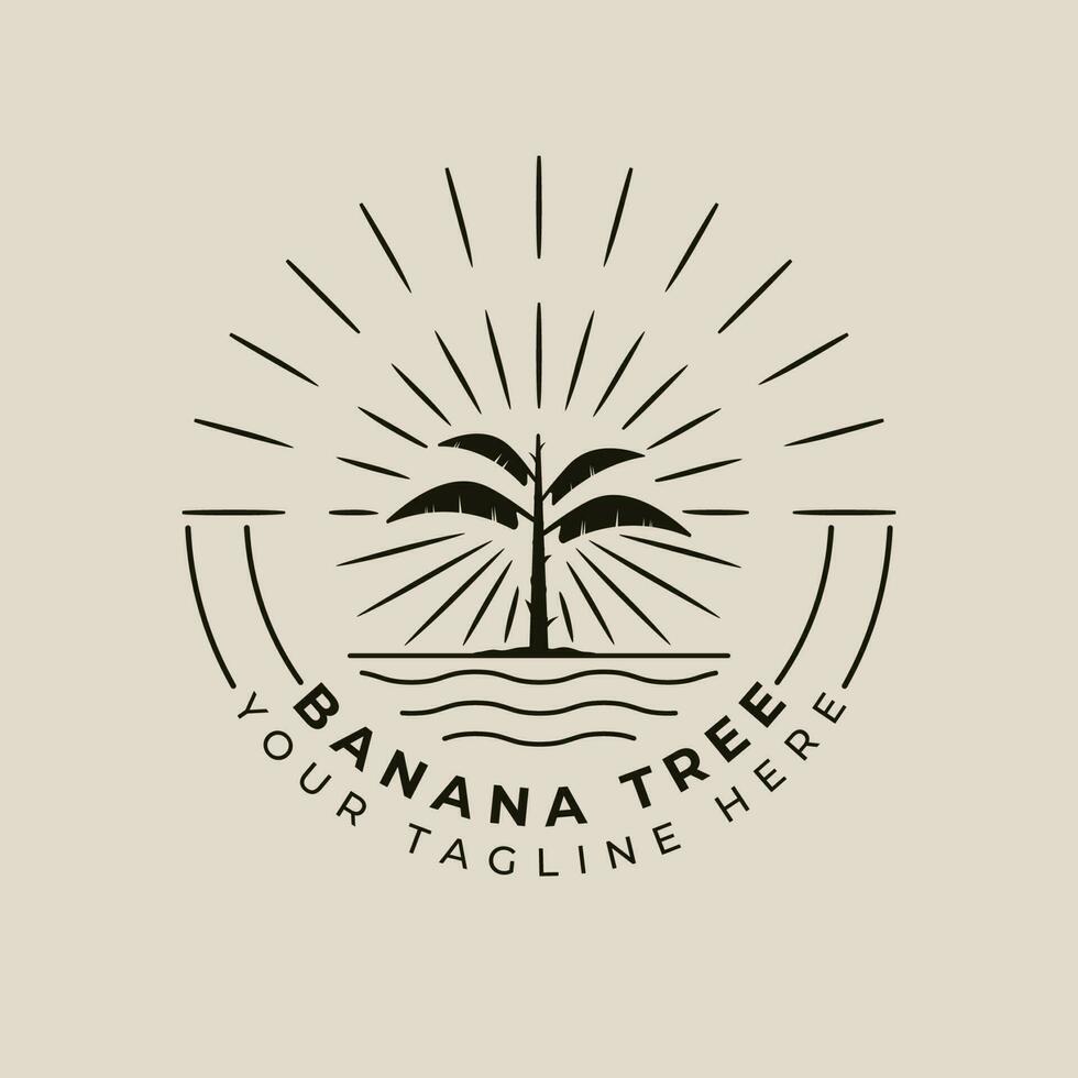 Banane Baum Logo Jahrgang Logo Design mit minimalistisch Stil Logo Vektor Illustration Design