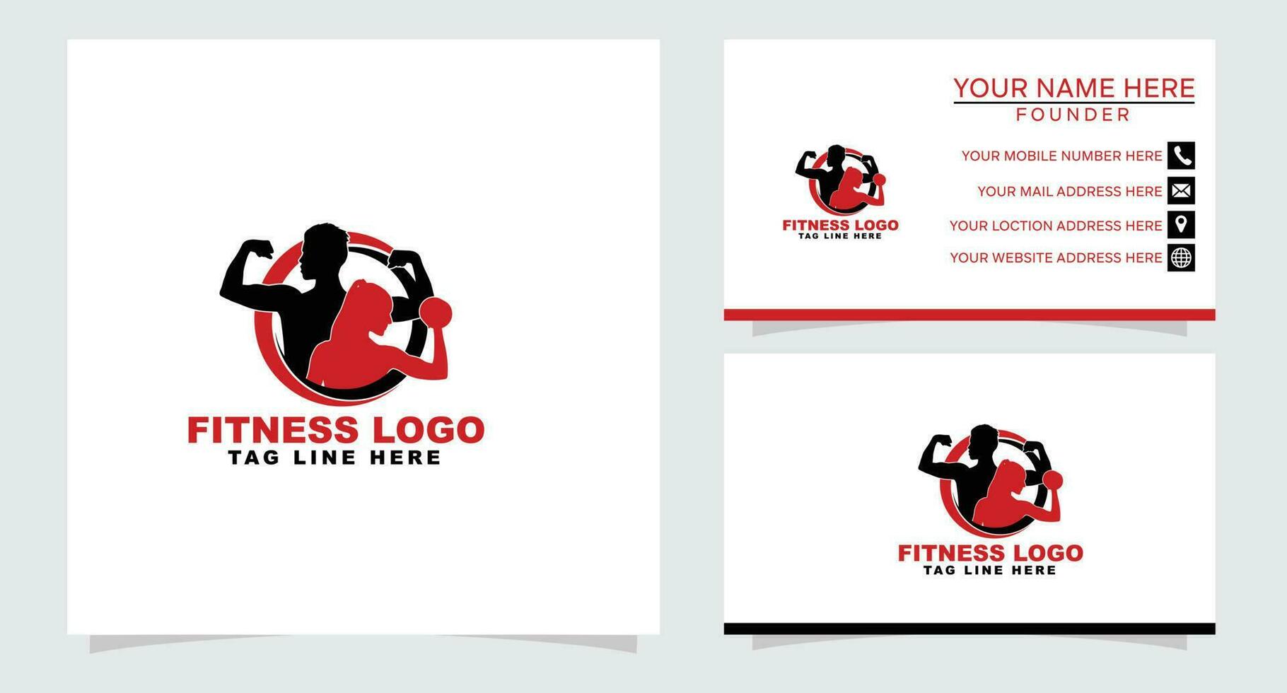 Fitness Fitnessstudio Logo Design Vorlage mit ausüben sportlich Mann und Frau isoliert auf Weiss, Vektor Illustration