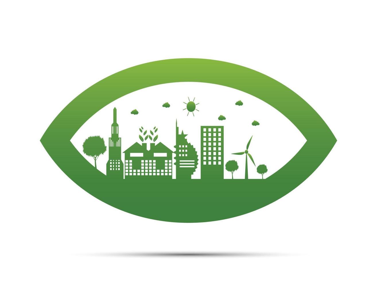 Ökologie Grüne Städte helfen der Welt mit umweltfreundlichen Konzeptideen vektor