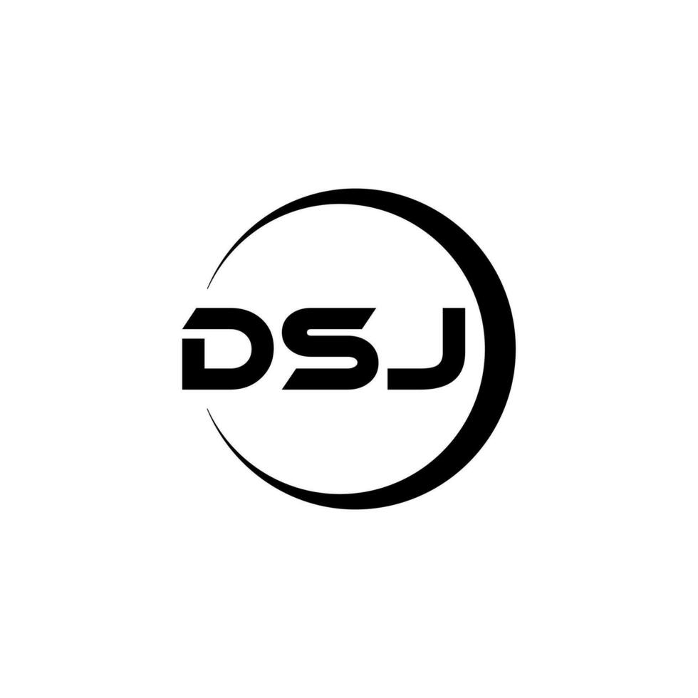 dsj brev logotyp design i illustration. vektor logotyp, kalligrafi mönster för logotyp, affisch, inbjudan, etc.