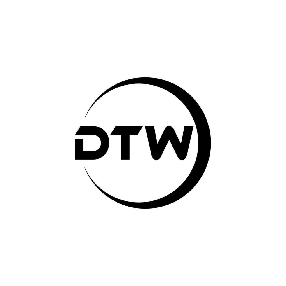 dtw brev logotyp design i illustration. vektor logotyp, kalligrafi mönster för logotyp, affisch, inbjudan, etc.