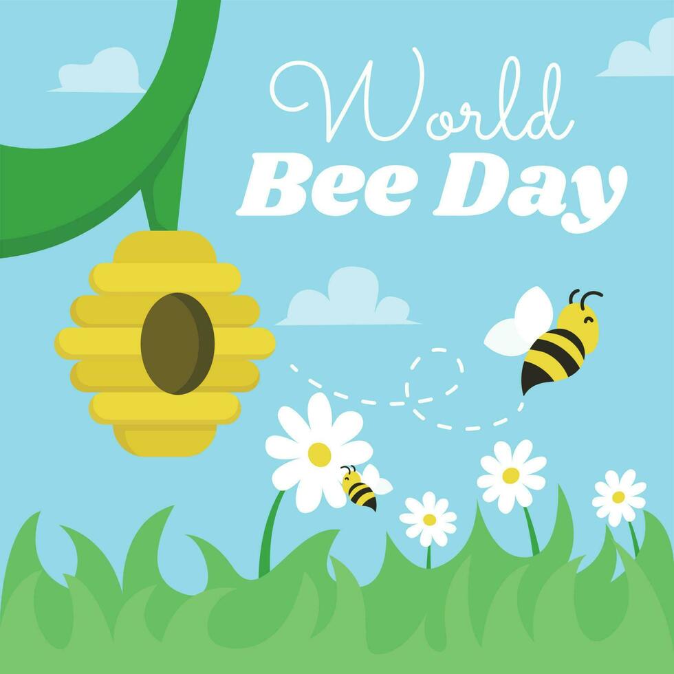 süß Welt Biene Tag eben Illustration vektor