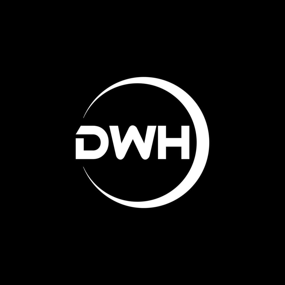 dwh brev logotyp design i illustration. vektor logotyp, kalligrafi mönster för logotyp, affisch, inbjudan, etc.